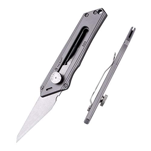 TACRAY Titanium Utility Knife, a Multi-Functional Box Cutter with Retractable and Replaceable Blade, Clip Knife for Daily Cutting Tasks