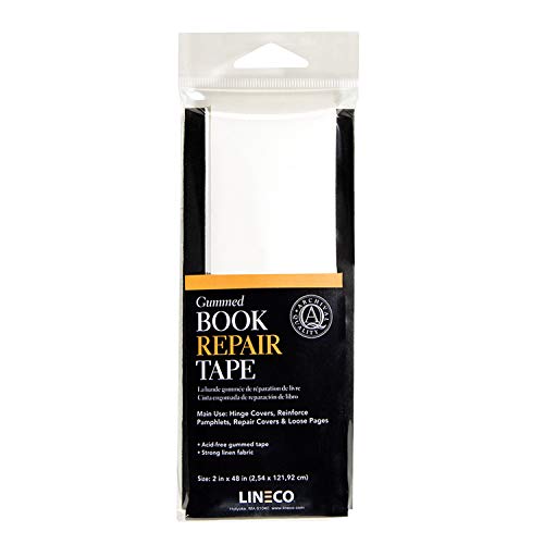 Lineco Linen Book Repair Tape, 2’’x 48’’, Archival Quality Acid-Free Coated with Neutral pH Gummed Adhesive, Ideally to Repair Covers and Loose Pages