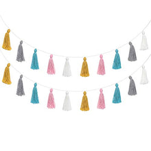 Load image into Gallery viewer, Mkono 2 Pack Cotton Tassel Garland Pastel Banner Colorful Party Backdrop Christmas Decorative Wall Hangings Llama Decorations for Bedroom,Nursey, Dorm Room,Baby Shower, Girls Gift Boho Decor, Multi
