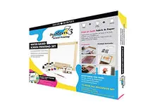 Load image into Gallery viewer, System 3 Printing Set by Daler Rowney, Transparent Screen, Wooden frame 41 x 55 cm, Squeegee 28.5 x 0.8 cm, 5 x 75 ml paints
