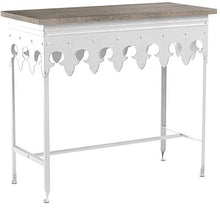 Load image into Gallery viewer, Creative Co-op EC0119 Metal Scalloped Edge Table Wood Top, Antiqued White
