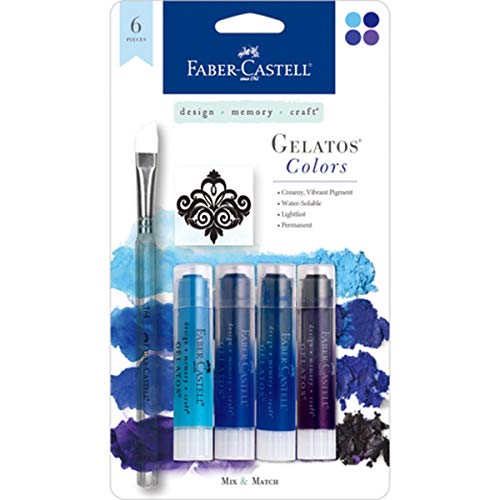Faber Castell  Design Memory Craft Gelatos Color & Clear Stamp,  Blue - 4 Colors Per Set