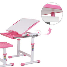 Load image into Gallery viewer, POTBY Kids Desk and Chair Set, Height Adjustable Children Study Table Students Interactive Workstation, with Wood Tiltable Anti-Reflective Tabletop and Pull-Out Drawer for School Boys &amp; Girls (Pink)
