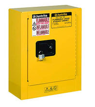 Load image into Gallery viewer, Justrite 890200 Sure-Grip EX Galvanized Steel 1 Door Manual Flammables Mini Safety Storage Cabinet, 17&quot; Width x 22&quot; Height x 8&quot; Depth, 1 Adjustable Shelf, Yellow
