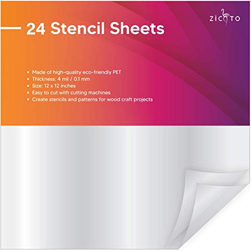 Easy Cut Stencil Sheet Set of 24 - 12”x12” Acetate Mylar for Cricut Vinyl Cutting – Craft Material