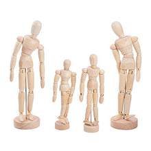 Load image into Gallery viewer, WANDIC Wooden Manikin Blockhead, 4 Pcs Wood Artist Figure Doll Model for Sketch Charcoal Home Office Desk Decoration Children Toys Gift
