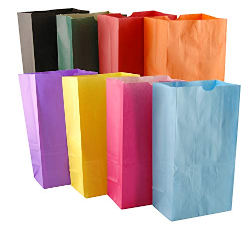 Hygloss Products Colored Paper Bags - Party Favors, Puppets, Crafts & More - Medium Paper Bags - 4# Size - 5 x 3 x 9.75 Inches - Bright Assorted Colors - 50 Pack