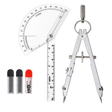 Load image into Gallery viewer, Protractor and Compass Set for Geometry Metal Drawing Compass Math Geometry Set for Students,Compass for Kids,Professional Drafting Tools Protractor Compass Geometry…
