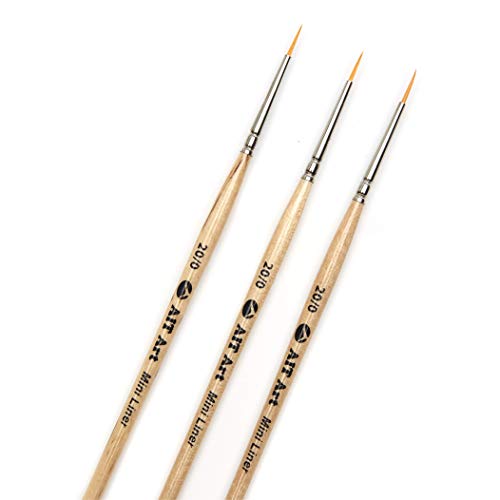 AIT Art Mini Liner Detail Paint Brushes, Size 20/0, Pack of 3, Handmade in USA for Trusted Performance Painting Small Details with Oil, Acrylic, and Watercolors