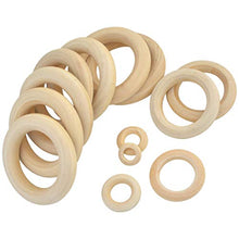 Load image into Gallery viewer, Yolyoo 60pcs Natural Wood Rings for DIY Craft, Ring Pendant and Connectors Jewelry Making, 6 Size
