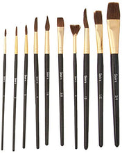 Load image into Gallery viewer, Darice Studio 71 Natural Bristle Paint Brushes: 10 Pieces, Brown/Gold (30052076)

