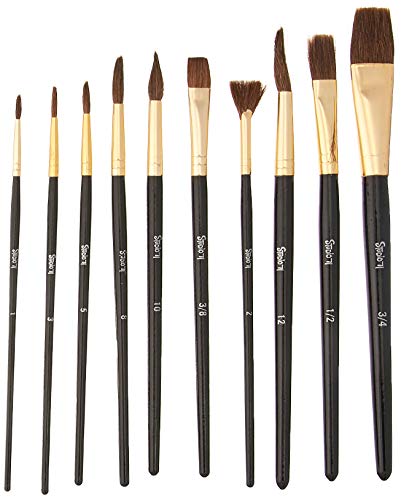 Darice Studio 71 Natural Bristle Paint Brushes: 10 Pieces, Brown/Gold (30052076)