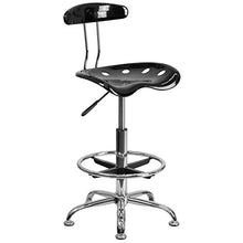 Load image into Gallery viewer, Flash Furniture Vibrant Black and Chrome Drafting Stool with Tractor Seat
