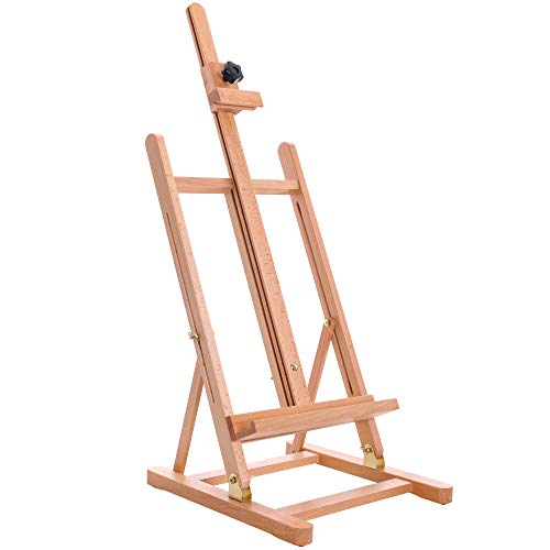 U.S. Art Supply Medium Tabletop Wooden H-Frame Studio Easel - Artists Adjustable Beechwood Painting and Display Easel, Holds Up To 27