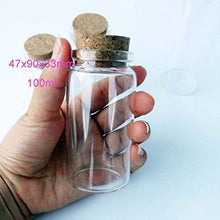 Load image into Gallery viewer, 2pcs Empty Clear Glass Bottles Vials With Cork Stopper Storage Jars 47mm Bottle Diameter (47x90x33mm 100ml)
