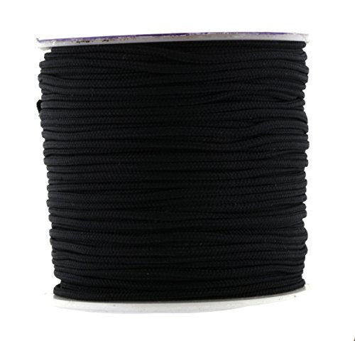Mandala Crafts Nylon Satin Cord, Rattail Trim Thread for Chinese Knotting, Kumihimo, Beading, Macramé, Jewelry Making, Sewing (1.5mm 65 Yards, Black)