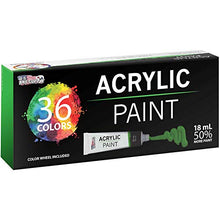Load image into Gallery viewer, U.S. Art Supply Professional 36 Color Set of Acrylic Paint in Large 18ml Tubes - Rich Vivid Colors for Artists, Students, Beginners - Canvas Portrait Paintings - Color Mixing Wheel
