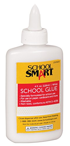 School Smart Washable School Glue, 4 Ounce Bottle, White, Pack of 48