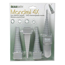 Load image into Gallery viewer, The Beadsmith Mandrel 4X, Wire Wrapping Set, 4 Different Shapes, Oval, Square, Round and Triangle, Plus Interchangeable Handle, Metal Jewelry Forming and Shaping Tool
