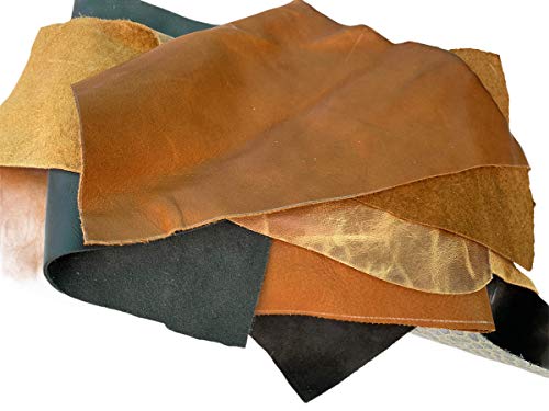 Memory Cross 3 lbs Real Cowhide Leather Scrap for Crafting - Remnants from Furniture Making, Soft and Flexible, and Sizes - 4-15 Pieces
