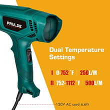 Load image into Gallery viewer, Heat Gun, PRULDE HG0080 Hot Air Gun Kit Dual Temperature Settings 752 -1112 Deg F with 4 Nozzles for Crafts, Shrink Wrapping/Tubing, Paint Removing
