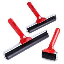 Load image into Gallery viewer, UCEC 3 PCS Rubber Rollers, Durable Hard Rubber Brayer Rollers for Crafting, Glue Roller Paint Brush for Printmaking Stamping Gluing, Anti Skid Tape Construction (2.4”, 5.9”, 7.9”)
