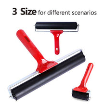 Load image into Gallery viewer, UCEC 3 PCS Rubber Rollers, Durable Hard Rubber Brayer Rollers for Crafting, Glue Roller Paint Brush for Printmaking Stamping Gluing, Anti Skid Tape Construction (2.4”, 5.9”, 7.9”)
