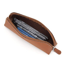 Load image into Gallery viewer, Antony Olivier Leather Pencil Case | Vintage Tan Pouch with Zipper | for Men &amp; Women | Perfect Size for Stationery, Makeup or Art Utensils | Free Pencil Pin Broach | Packaged in a Kraft Gift Box
