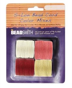 Beadsmith S-Lon Bead Cord, Size 18, Berry Pie Color Mix, 4 Colors 77 Yards Each