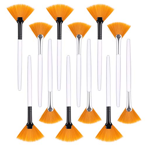 CEREALY 12 Pack Fan Soft Brushes Facial Brushes Makeup Beauty Fan Brush Acid Applicator for Glycolic Peel Masques