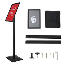 Load image into Gallery viewer, DISPLAYSWORKER Adjustable Heavy Duty Pedestal Sign Holder Floor Stand,Sign Stand Poster Stand Aluminum Snap Open Frame,Standing Floor for 8.5X 11 inch,Vertical/Horizontal View,Black
