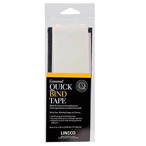 Lineco Quick Bind Gummed Tape for Book Making, 2 X 36 inches, White (739-1202)