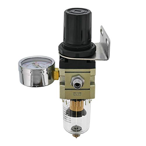 Master Airbrush Heavy Duty True Diaphragm Mini Regulator with Gauge and Water Trap Filter, Fits Airbrush Compressors