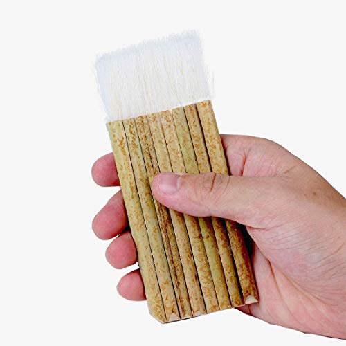 Sheep Hair Hake Brush, Bamboo Handle Hake Blender Brush for Watercolor/Pottery/Kiln Wash/Dust Cleaning/Ceramic/Decor Painting(8 Reeds)
