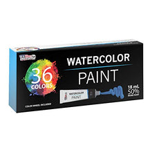 Load image into Gallery viewer, U.S. Art Supply Professional 36 Color Set of Watercolor Paint in Large 18ml Tubes - Vivid Colors Kit for Artists, Students, Beginners - Canvas Portrait Paintings - Color Mixing Wheel
