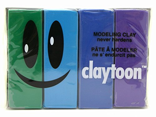 Van Aken International – Claytoon – Non-Hardening Modeling Clay – VA18158 – Cool – Green, Turquoise, Blue, Violet – 1 Pound Set (4-1/4 Pound Bars) – claymation, Gluten-Free, Non-Toxic