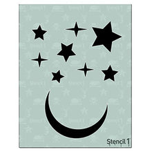 Load image into Gallery viewer, Stencil1, Outer Space Theme Stencils 4-Pack, 8.5 x 11 inches (Astronaut, Rocket Spaceship, Stars and Present Moon, Saturn and 3 Planets) Laser Cut, Mylar Reusable Stencils, DIY Kids Room
