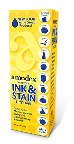 Amodex Ink and Stain Remover – Cleans Marker, Ink, Crayon, Pen, Makeup from Furniture, Skin, Clothing, Fabric, Leather - Liquid Solution - 4 fl oz Bottle