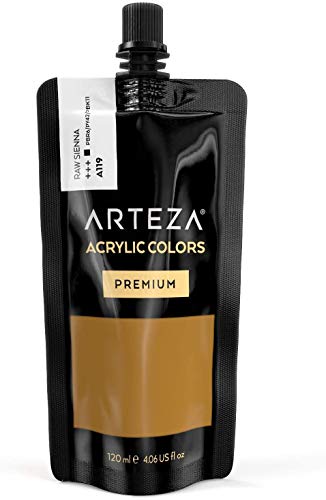 ARTEZA Acrylic Paint Raw Sienna Color (120 ml Pouch, Tube), Rich Pigment, Non Fading, Non Toxic, Single Color Paint for Artists, Hobby Painters & Kids