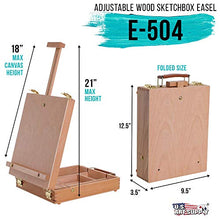 Load image into Gallery viewer, U.S. Art Supply Newport Small Adjustable Wood Table Sketchbox Easel, Premium Beechwood - Portable Wooden Artist Desktop Storage Case - Store Art Paint, Markers, Sketch Pad - Student Drawing, Painting
