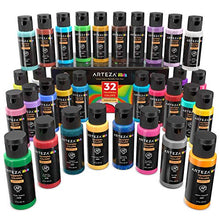 Load image into Gallery viewer, Arteza Tempera Washable Paint for Kids, Set of 32, 2.03oz/60ml Bottles, Poster Paint for Craft Projects, Sponge Painting &amp; Finger Painting, Includes Neon, Glitter &amp; Glow-in-The-Dark
