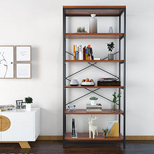 Load image into Gallery viewer, 5 Tier Industrial Bookshelf, Vintage Standing Storage Shelf, Display Shelving Units, Tall Bookcase, Industrial Metal Book Shelves for Living Room Bedroom and Home Office
