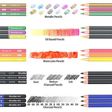 Load image into Gallery viewer, Shuttle Art 123 Pack Art Pencil Set, 36 Watercolor Pencils,36 Oil Based Pencils,12 Sketch Pencils,12 Metallic Color Pencils,12 Charcoal Pencils,15 Pieces Drawing Kit, Great Gift for Kids Adults
