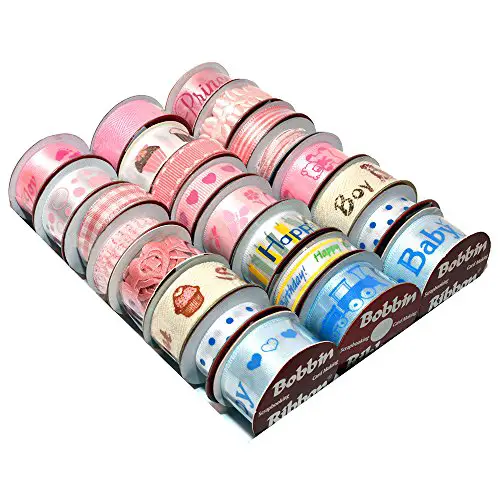 Morex Bobbin Ribbon for Scrapbooking, Welcome Baby, 24-Pack