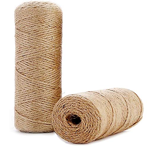 984 Ft Natural Jute Twine String Thin Ribbon Hemp Twine for Craft Plant Gift Wrapping Christmas Handmade Arts Decoration Packing String Home decor (3Pcs328 Ft (100M))
