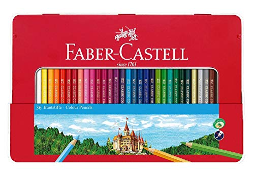 Faber-Castell Classic Colored Pencils Tin Set, 48 Vibrant Colors In Sturdy Metal Case