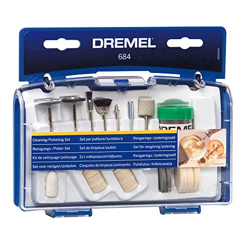 Dremel 684-01 20-Piece Cleaning & Polishing Rotary Tool Accessory Kit With Case- Includes Buffing Wheels, Polishing Bits, and Compound