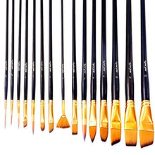 Load image into Gallery viewer, Mont Marte Art Paint Brushes Set, Great for Watercolor, Acrylic, Oil -15 Different Sizes Nice Gift for Artists, Adults &amp; Kids, Black
