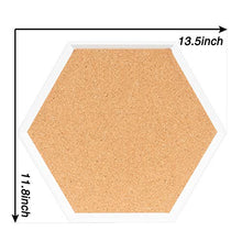Load image into Gallery viewer, 4 Packs Cork Boards Hexagon Shape with White Framed Bulletin Board Modern Decorative Cork Boards for School, Home,Office(Set Including 40 Push Pins,Hardware and Template)
