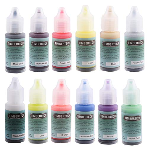 TIMBERTECH Acrylic Airbrush Paint, Professional 12x10ml Color Set of Acrylic Paint, Quick Drying Water Based, Rich Vivid Colors for Artists, Students, Beginners